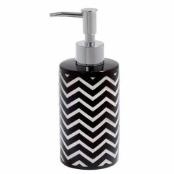 Meilleur prix 💯 Spirella Distributeur de savon Céramique WAVE Noir & Blanc 👍