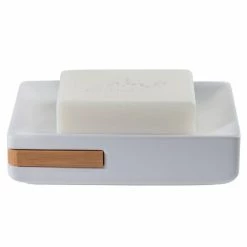 Le moins cher 🎁 Spirella Porte savon Céramique & Bambou OSLO Blanc ⭐