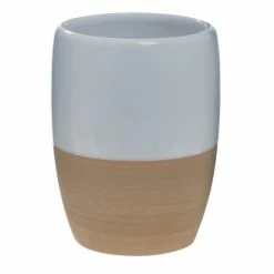 Tout neuf 🧨 Spirella Gobelet Céramique SIENA Blanc & Beige ✔️