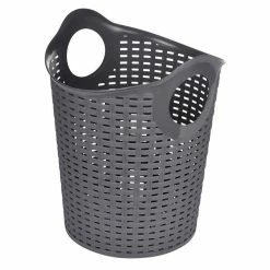 Remise 🧨 Paris prix Panier à Linge Rond "Tressé" 33cm Gris 🌟