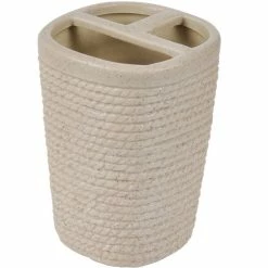 Grosses soldes 😀 Paris prix Gobelet Brosse à Dent Effet Dolomite "Marina" 9cm Beige ⌛