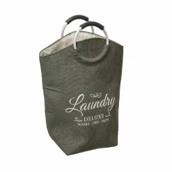 Promo 😉 Five Simply smart Panier à Linge en velours Kaki 👏