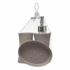 Budget 💯 Five Simply smart Lot de 3 Accessoires de Salle de Bain "Stripe" 18cm Taupe ❤️