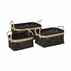 Le moins cher 🛒 Atmosphera Set de 3 Paniers de rangement Bruns en Bambou et Roseau ✨