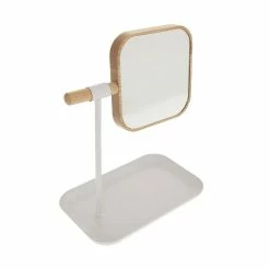 Acheter 🤩 Five Simply smart Miroir Amovible en métal blanc et bambou Naturéo 20 x 26 cm 🛒