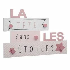 Nouveau 👏 Atmosphera Patère Enfant La Tête dans les étoiles 5 crochets en Bois L 48 x H 34 cm 👍 -Accessoires pour la maison Soldes 3560238696347 1