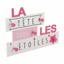 Nouveau 👏 Atmosphera Patère Enfant La Tête dans les étoiles 5 crochets en Bois L 48 x H 34 cm 👍 -Accessoires pour la maison Soldes 3560239516385 1