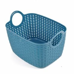 Offres 🤩 Paris prix Panier à Linge Arrondi "Tressé" 6L Bleu Paon 🛒