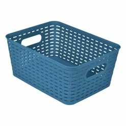 Le moins cher 🔥 Paris prix Panière à Linge "Effet Tressé" 9L Bleu Paon 🥰