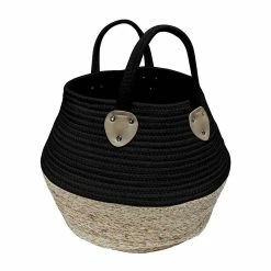 Budget 😍 Douceur d'Intérieur Paniere 32xHt 28 cm Coton et Fibres de Maïs Osinella Noir ❤️