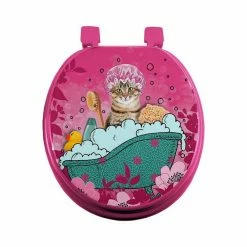 Coupon ❤️ Paris prix Abattant WC Imprimé "Chatibulle" 47cm Rose 🥰