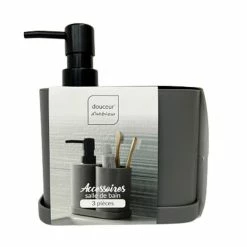 Meilleur prix 😍 Paris prix Set de 3 Accessoires Salle de Bain "Vita" 19cm Anthracite 👍 -Accessoires pour la maison Soldes 3574388018201 3