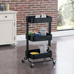 Offres 😉 Alo Desserte 3 plateaux à roulettes 43x35x79 cm noir - TRAWL 🤩 -Accessoires pour la maison Soldes 3605095462640 1