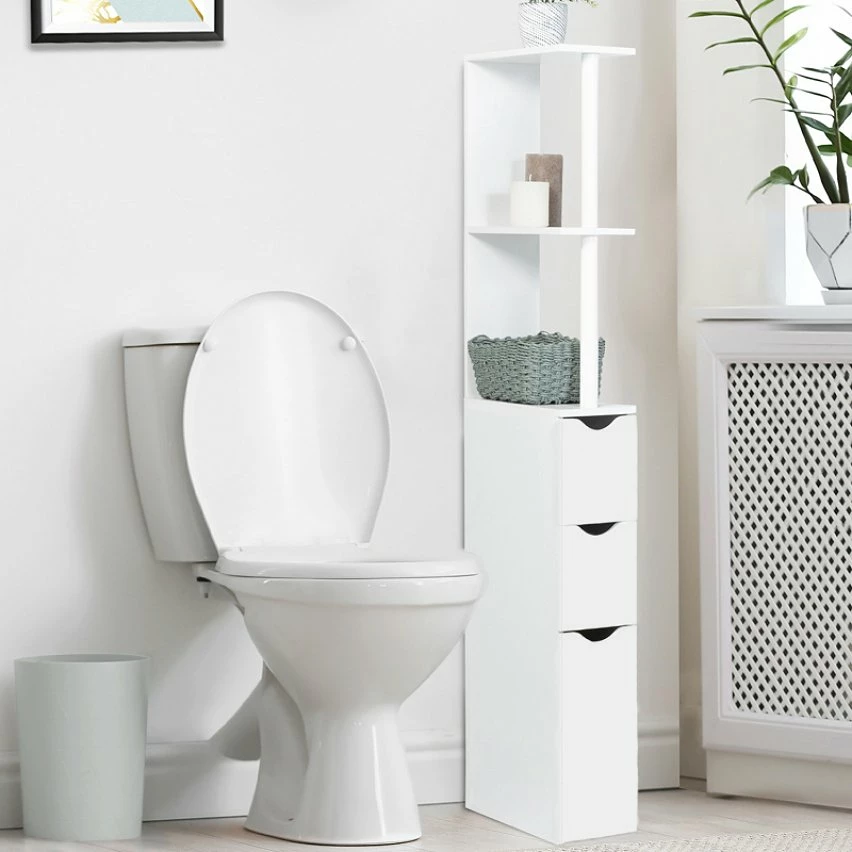 Budget ✔️ IDMARKET Meuble WC étagère WILLY bois 3 portes blanc gain de place pour toilettes 🥰 4 Budget ✔️ IDMARKET Meuble WC étagère WILLY bois 3 portes blanc gain de place pour toilettes 🥰 – Image 2