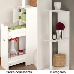 Budget ✔️ IDMARKET Meuble WC étagère WILLY bois 3 portes blanc gain de place pour toilettes 🥰 11 Budget ✔️ IDMARKET Meuble WC étagère WILLY bois 3 portes blanc gain de place pour toilettes 🥰 -Accessoires pour la maison Soldes 3662897000746 5
