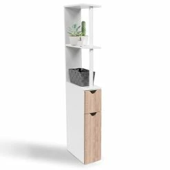 Vente flash 💯 IDMARKET Meuble WC étagère WILLY bois gain de place pour toilette 2 portes hêtre 👏 -Accessoires pour la maison Soldes 3662897006069 3