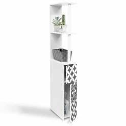 Meilleure affaire ⭐ IDMARKET Meuble WC étagère WILLY 2 portes motif carreaux de ciment gris ⌛