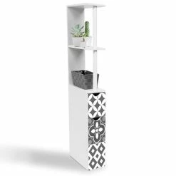 Meilleure affaire ⭐ IDMARKET Meuble WC étagère WILLY 2 portes motif carreaux de ciment gris ⌛ -Accessoires pour la maison Soldes 3662897012008 3