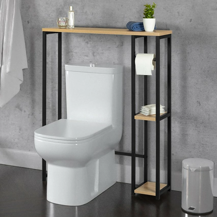 De gros 🔔 IDMARKET Meuble dessus WC avec étagères DETROIT design industriel 🎉 4 De gros 🔔 IDMARKET Meuble dessus WC avec étagères DETROIT design industriel 🎉 – Image 2
