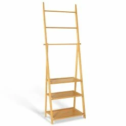 Meilleure vente ⭐ IDMARKET Porte-serviettes bambou LANA 3 étagères 🌟