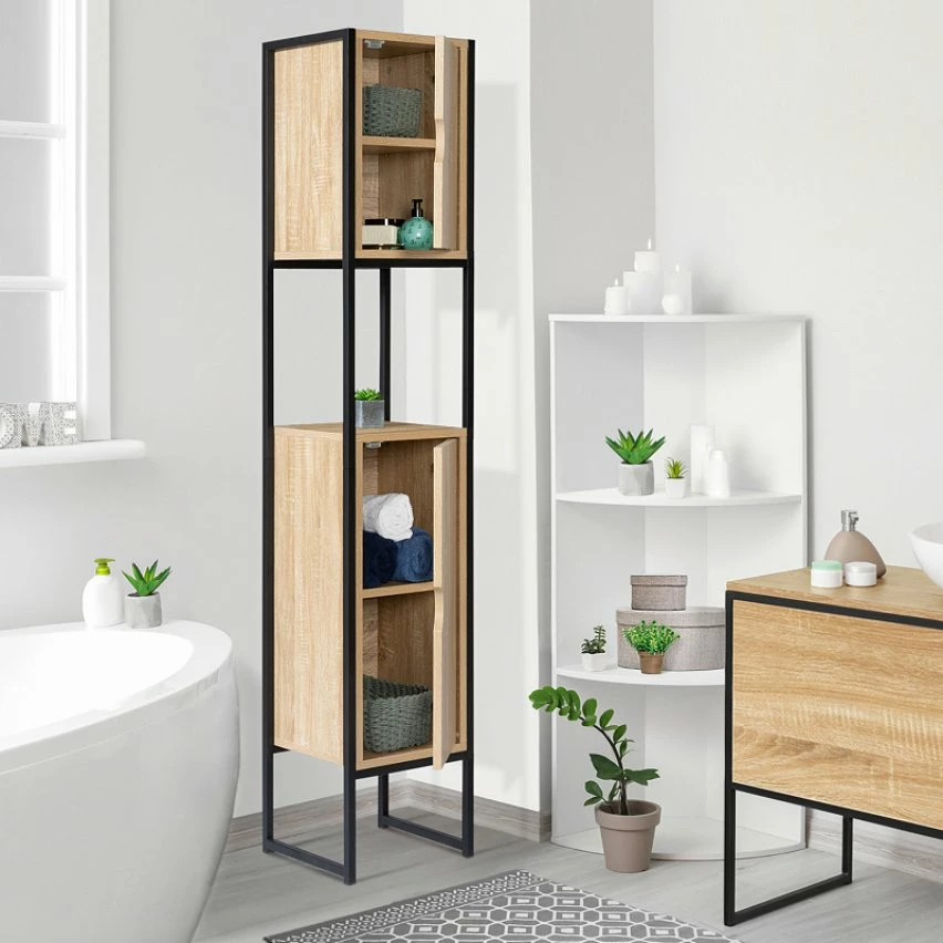 De gros 😍 IDMARKET Meuble colonne DETROIT 2 portes design industriel 😉 6 De gros 😍 IDMARKET Meuble colonne DETROIT 2 portes design industriel 😉 – Image 4