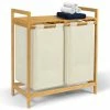 Coupon 🔥 IDMARKET Bac à linge double bambou ALI tissu écru 😉 -Accessoires pour la maison Soldes 3662897039883 1