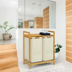 Coupon 🔥 IDMARKET Bac à linge double bambou ALI tissu écru 😉 12 Coupon 🔥 IDMARKET Bac à linge double bambou ALI tissu écru 😉 -Accessoires pour la maison Soldes 3662897039883 5