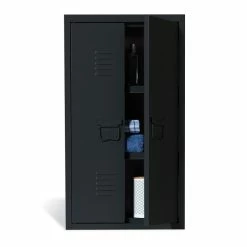 Meilleur prix ✨ IDMARKET Armoire murale double ESTEL en métal noir 🌟 -Accessoires pour la maison Soldes 3662897041695 3