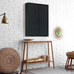 Meilleur prix ✨ IDMARKET Armoire murale double ESTEL en métal noir 🌟 -Accessoires pour la maison Soldes 3662897041695 4
