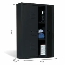 Meilleur prix ✨ IDMARKET Armoire murale double ESTEL en métal noir 🌟 -Accessoires pour la maison Soldes 3662897041695 6