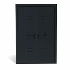 Meilleur prix ✨ IDMARKET Armoire murale double ESTEL en métal noir 🌟 -Accessoires pour la maison Soldes 3662897041695 7