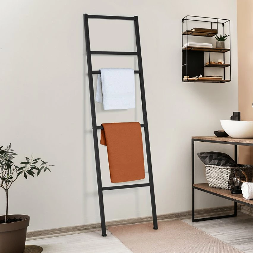 Coupon ❤️ IDMARKET Porte-serviettes échelle 5 niveaux DALLAS métal noir design industriel 🔥 4 Coupon ❤️ IDMARKET Porte-serviettes échelle 5 niveaux DALLAS métal noir design industriel 🔥 – Image 2
