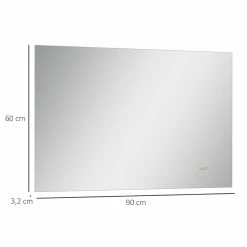 Offres 👏 Kleankin Miroir salle de bain lumineux LED 42 W - dim. 90L x 3l x 60H cm - fonction anti-buée, interrupteur tactile, luminosité réglable - alu. verre ❤️ -Accessoires pour la maison Soldes 3662970113264 3