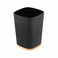 Nouveau 🤩 Tendance Gobelet et Porte brosse à dents Noir avec base Bambou 👏 -Accessoires pour la maison Soldes 3664323139129 1