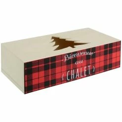 Sortie ❤️ The Home Deco Factory Boite à mouchoirs montagnes Bienvenue au chalet Motif écossais ⭐