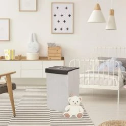 Promo ✨ Paris prix Panier à Linge Pliable "Garçon" 58cm Noir & Blanc 😀 -Accessoires pour la maison Soldes 3664944287179 5