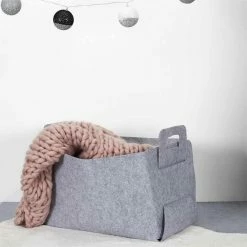 Le moins cher 👏 Paris prix Panier de Rangement "Feutre Pliable" 50cm Gris ✔️ -Accessoires pour la maison Soldes 3664944338345 5