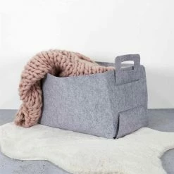 Le moins cher 👏 Paris prix Panier de Rangement "Feutre Pliable" 50cm Gris ✔️ -Accessoires pour la maison Soldes 3664944338345 6