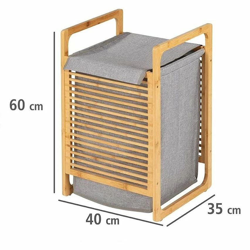 Budget 🔥 Panier à linge en bambou naturel et tissu gris 43l marty - bat-aj2g-115 - kitchen move ❤️ 4 Budget 🔥 Panier à linge en bambou naturel et tissu gris 43l marty - bat-aj2g-115 - kitchen move ❤️ – Image 2