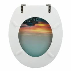 Meilleure vente 😍 MSV Abattant WC MDF SUNSET Multicolor - Charnières Inox ⌛ -Accessoires pour la maison Soldes 3700703901723 3