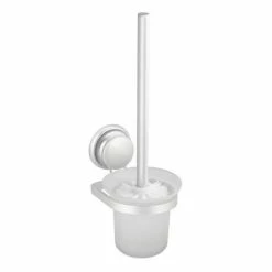 Nouveau 😉 MSV Brosse Wc avec support mural à ventouse Aluminium Blanc 😀