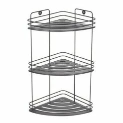 Promo 🌟 MSV Etagère d'angle de douche 3 niveaux à fixer KERY Acier Noir Mat 🔔