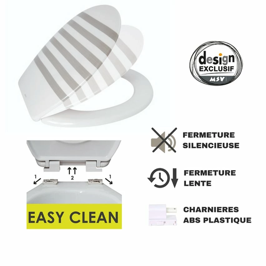 Offres 🤩 MSV Abattant WC Thermo Dur SEAUVILLE Gris & Blanc - Charnières PS 🔥 4 Offres 🤩 MSV Abattant WC Thermo Dur SEAUVILLE Gris & Blanc - Charnières PS 🔥 – Image 2