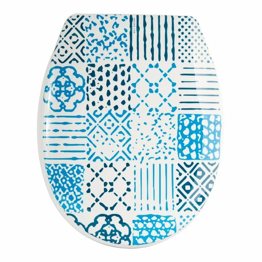 Promo 🔔 MSV Abattant WC Thermo Dur ALENTEJO Bleu & Blanc - Charnières PS ✨ 3 Promo 🔔 MSV Abattant WC Thermo Dur ALENTEJO Bleu & Blanc - Charnières PS ✨