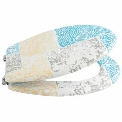 Meilleure affaire 🔥 MSV Abattant WC MDF HUELLAS Beige & Bleu - Charnières Inox 🥰 -Accessoires pour la maison Soldes 3700703934073 3