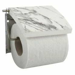 Nouveau 🧨 MSV Porte Rouleau Papier Wc Mural TOSCANA MDF & Inox effet Marbre 🧨