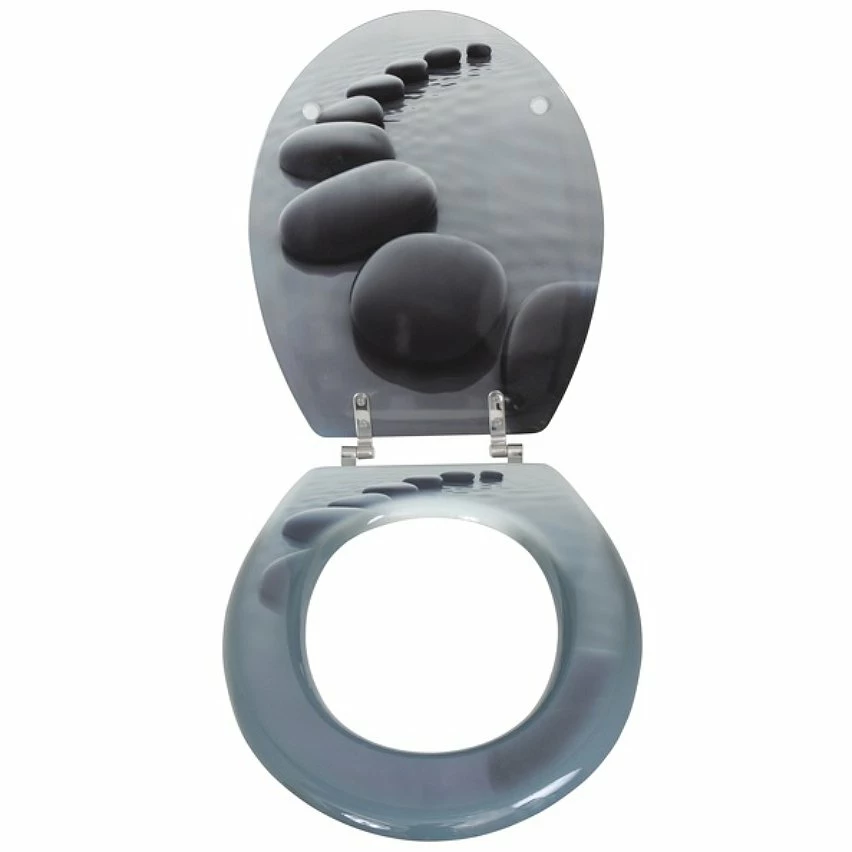 Offres ❤️ MSV Abattant WC MDF CHEMIN DE GALETS Gris - Charnières Inox 🎉 4 Offres ❤️ MSV Abattant WC MDF CHEMIN DE GALETS Gris - Charnières Inox 🎉 – Image 2