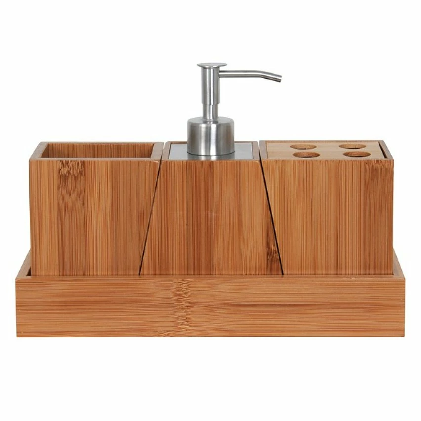 Remise 🥰 MSV Ensemble de 3 accessoires de salle de bain KEA Inox & Bambou 💯 3 Remise 🥰 MSV Ensemble de 3 accessoires de salle de bain KEA Inox & Bambou 💯