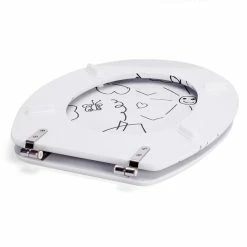 Meilleure vente ✔️ MSV Abattant WC MDF JARDIN D'ENFANTS Noir & Blanc - Charnières Inox 🤩 -Accessoires pour la maison Soldes 3700703947653 3