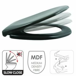 Meilleur prix 🎉 MSV Abattant WC Thermo Dur Gris Anthracite - Charnières Inox 🎁 -Accessoires pour la maison Soldes 3700703949831 2